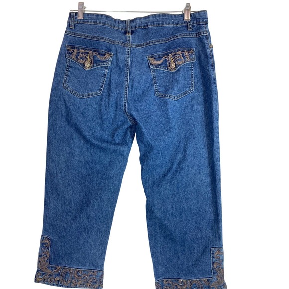 COS JEANS Pants - COS JEANS Women's Blue Denim Embellished Capri Pants Size 12‎